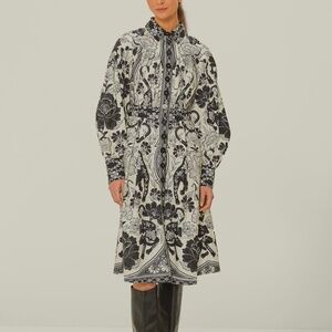 Off-White Flower Leopards Collared Midi Dress